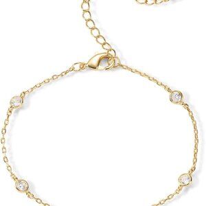 14K Gold Plated Beaded Bracelet for Women | Stackable Gold Bead Bracelet | Adjus